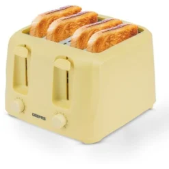 Beige 4 Slice Toaster Family Size 1400W With Variable Browning Control