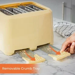 Beige 4 Slice Toaster Family Size 1400W With Variable Browning Control -Kitchen Appliances Store 83743689 5