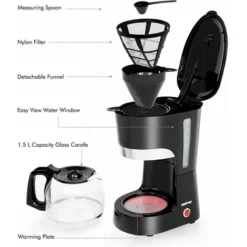 Filter Coffee Maker Machine Instant Anti-Drip 12 Cups 800W 1.5L Jug Geepas -Kitchen Appliances Store 83743697 5