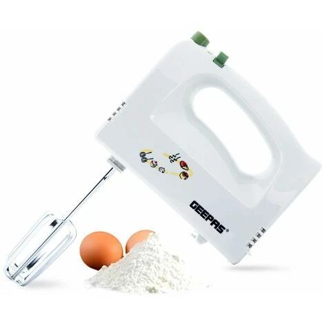 Hand Food Mixer 5 Speeds Electric 160W With Egg Beaters & Dough Hooks Geepas 1 Hand Food Mixer 5 Speeds Electric 160W With Egg Beaters & Dough Hooks Geepas