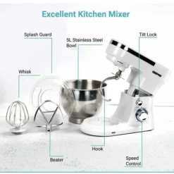 Stand Food Mixer 5L Tilt-Head Mixer Kitchen Standing Mix With Dough Hooks 1000W -Kitchen Appliances Store 83743826 3