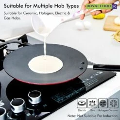 Pan Pancake Roti Tawa Dosa Chapati Flatbread Crepe Tortilla Tava 28cm Royalford -Kitchen Appliances Store 83743835 5