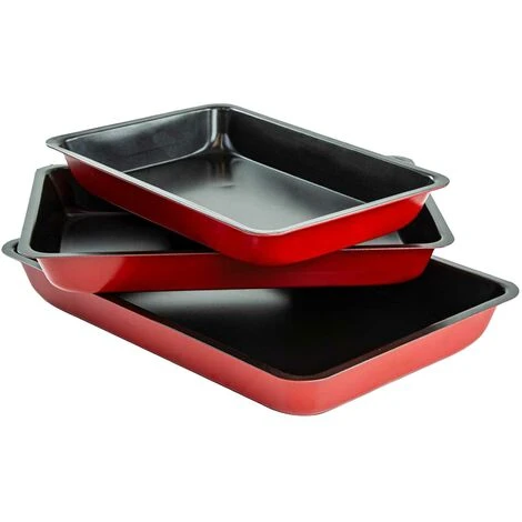 ASAB 3 Pc Non Stick Baking Roasting Cooking Tray Set Oven Dish Bake Pan Bakeware 1 ASAB 3 Pc Non Stick Baking Roasting Cooking Tray Set Oven Dish Bake Pan Bakeware