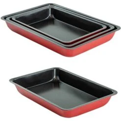 ASAB 3 Pc Non Stick Baking Roasting Cooking Tray Set Oven Dish Bake Pan Bakeware 7 ASAB 3 Pc Non Stick Baking Roasting Cooking Tray Set Oven Dish Bake Pan Bakeware -Kitchen Appliances Store 83809495 3