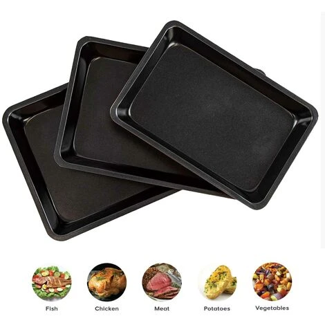 ASAB 3 Pc Non Stick Baking Roasting Cooking Tray Set Oven Dish Bake Pan Bakeware 5 ASAB 3 Pc Non Stick Baking Roasting Cooking Tray Set Oven Dish Bake Pan Bakeware - Image 5