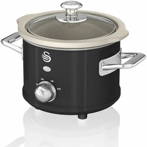 Swan 1.5L Slow Cooker Retro Black 2 Swan 1.5L Slow Cooker Retro Black - Image 2