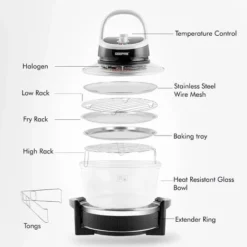 17L Halogen Oven Convection Turbo Cooker Air Fryer With Extender Ring Geepas -Kitchen Appliances Store 86049495 4