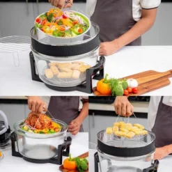 17L Halogen Oven Convection Turbo Cooker Air Fryer With Extender Ring Geepas -Kitchen Appliances Store 86049495 5