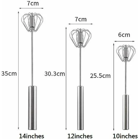 Automatic Rotary Beater Stainless Steel Manual Beaters And Whisks Stainless Steel Semi-automatic Hand-held Egg Whisk Milk Frother Non-electric Mixer (12 Inch) GTA 2 Automatic Rotary Beater Stainless Steel Manual Beaters And Whisks Stainless Steel Semi-automatic Hand-held Egg Whisk Milk Frother Non-electric Mixer (12 Inch) GTA - Image 2