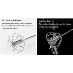 Automatic Rotary Beater Stainless Steel Manual Beaters And Whisks Stainless Steel Semi-automatic Hand-held Egg Whisk Milk Frother Non-electric Mixer (12 Inch) GTA 8 Automatic Rotary Beater Stainless Steel Manual Beaters And Whisks Stainless Steel Semi-automatic Hand-held Egg Whisk Milk Frother Non-electric Mixer (12 Inch) GTA -Kitchen Appliances Store 86193006 4