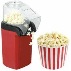 POP'N'CORN - Popcorn Machine 1100W, Hot Air Cooking, Ready In 3 Minutes, Power On Light, Red