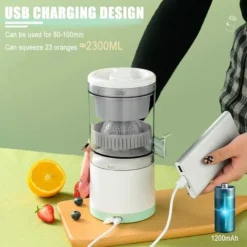 Multifunctional Electric Citrus Juicer Heavy Duty Lemon Orange Grapefruit Juice Extractor Squeezer Portable USB Rechargeable Cordless Juicer For Kitchen Travel -Kitchen Appliances Store 86604377 5