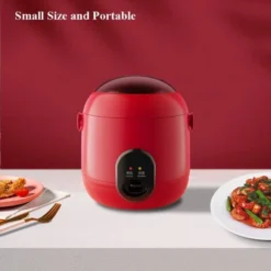 1.2L Mini Steam Rice Cooker With Removable Non-Stick Pot And Indicator Lights - Perfect Rice In Minutes For 1-2 People,Red 7 1.2L Mini Steam Rice Cooker With Removable Non-Stick Pot And Indicator Lights - Perfect Rice In Minutes For 1-2 People,Red -Kitchen Appliances Store 86604511 3