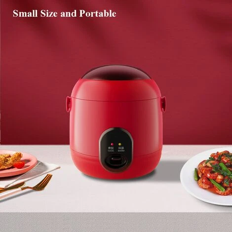 1.2L Mini Steam Rice Cooker With Removable Non-Stick Pot And Indicator Lights - Perfect Rice In Minutes For 1-2 People,Red 3 1.2L Mini Steam Rice Cooker With Removable Non-Stick Pot And Indicator Lights - Perfect Rice In Minutes For 1-2 People,Red - Image 3
