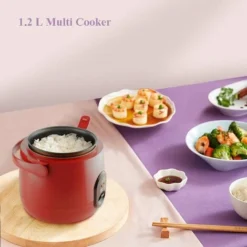 1.2L Mini Steam Rice Cooker With Removable Non-Stick Pot And Indicator Lights - Perfect Rice In Minutes For 1-2 People,Red 8 1.2L Mini Steam Rice Cooker With Removable Non-Stick Pot And Indicator Lights - Perfect Rice In Minutes For 1-2 People,Red -Kitchen Appliances Store 86604511 4