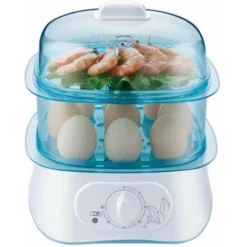 Small Steamer 2 Layer Electric Steamer Basket Free Stacking BPA Free 60 Minute Timer