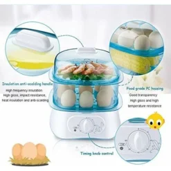 Small Steamer 2 Layer Electric Steamer Basket Free Stacking BPA Free 60 Minute Timer -Kitchen Appliances Store 86604588 3