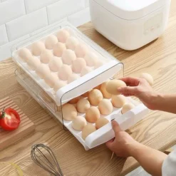 Fridge Egg Rack, 32 Grids/2 Layers Fridge Egg Rack, Fridge Egg Drawer, Fridge Fresh Egg Storage Box(1pc) -Kitchen Appliances Store 86606479 3
