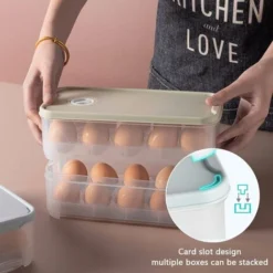 Fridge Egg Box 2 Pcs Egg Storage Box 10 Eggs Plastic Egg Box With Lid Egg Food Box For Fridge Kitchen Camping Picnic -Kitchen Appliances Store 86606705 3