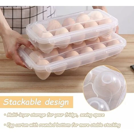 Pieces Fridge Egg Box, Clear Plastic Egg Box, Fridge Egg Box With Lid, Stackable Egg Holder, 10 Egg Capacity (Clear) 3 Pieces Fridge Egg Box, Clear Plastic Egg Box, Fridge Egg Box With Lid, Stackable Egg Holder, 10 Egg Capacity (Clear) - Image 3
