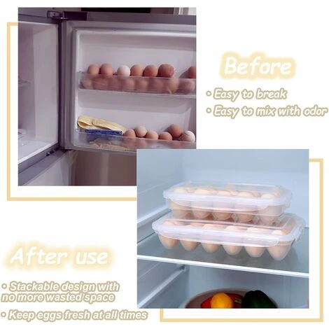 Pieces Fridge Egg Box, Clear Plastic Egg Box, Fridge Egg Box With Lid, Stackable Egg Holder, 10 Egg Capacity (Clear) 5 Pieces Fridge Egg Box, Clear Plastic Egg Box, Fridge Egg Box With Lid, Stackable Egg Holder, 10 Egg Capacity (Clear) - Image 5