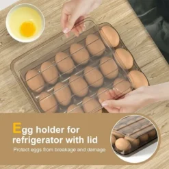 Egg Box Refrigerator Storage With Lid 18 Eggs With Tilt Angle Automatic Filling -Kitchen Appliances Store 86608717 3