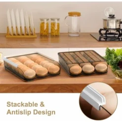 Egg Box Refrigerator Storage With Lid 18 Eggs With Tilt Angle Automatic Filling -Kitchen Appliances Store 86608717 5