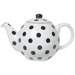 London Pottery Globe 2 Cup Teapot White With Black Spots