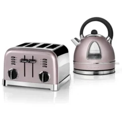 Cuisinart Style Vintage Rose Traditional Kettle & 4 Slice Toaster Breakfast Set