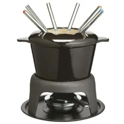 Master Class Cast Iron Enamelled Black Fondue Set