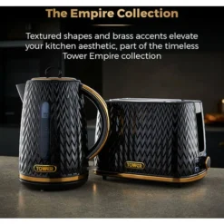 Tower Empire Kettle And 2 Slice Toaster Set Black -Kitchen Appliances Store 87185148 4
