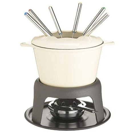 Master Class Cast Iron Enamelled Beige Fondue Set 1 Master Class Cast Iron Enamelled Beige Fondue Set