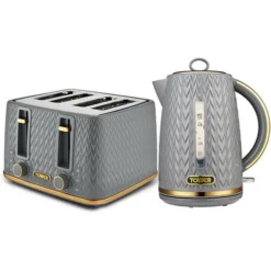 Tower Empire Kettle And 4 Slot Toaster Set Grey