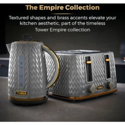 Tower Empire Kettle And 4 Slot Toaster Set Grey -Kitchen Appliances Store 87187053 4