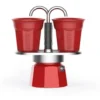 Bialetti Mini Express Double Serve Coffee Maker (2 Cups & 2 Cup Coffee Maker) - Red