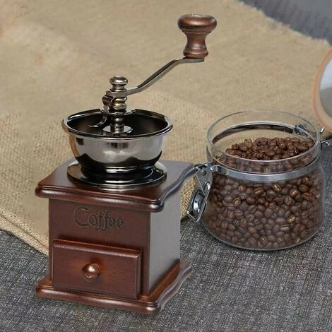 Manual Coffee Bean Grinder Hand Spice Herb Vintage Style Retro Wooden Burr Coffee Bean Grinder Knot Machine Cereal Grinder - Gift For Lover 2 Manual Coffee Bean Grinder Hand Spice Herb Vintage Style Retro Wooden Burr Coffee Bean Grinder Knot Machine Cereal Grinder - Gift For Lover - Image 2