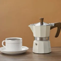 Classic Espresso Maker For Great Strong Flavored Espresso, Italian Style Aluminous Espresso Mocha Maker, Cuban And Greek Coffee Maker, Moka Pot, PercolatoBeige150 Brewer -Kitchen Appliances Store 87625382 4