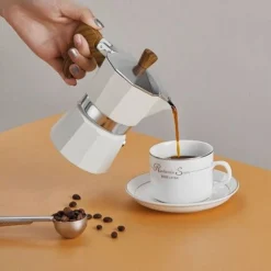 Classic Espresso Maker For Great Strong Flavored Espresso, Italian Style Aluminous Espresso Mocha Maker, Cuban And Greek Coffee Maker, Moka Pot, PercolatoBeige150 Brewer -Kitchen Appliances Store 87625382 5