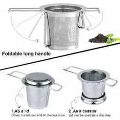 Tea Filter, Stainless Steel Tea Strainer, Tea Strainer, Tea Infuser Tea Strainer With Lid, Fine Hole Tea Filter, Foldable Handle Design Suitable For Cups/Teapot -Kitchen Appliances Store 87636813 3