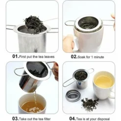 Tea Filter, Stainless Steel Tea Strainer, Tea Strainer, Tea Infuser Tea Strainer With Lid, Fine Hole Tea Filter, Foldable Handle Design Suitable For Cups/Teapot -Kitchen Appliances Store 87636813 5