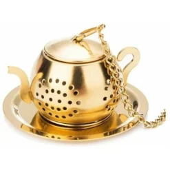 Tea Infuser Teapot - Stainless Steel Infuser (Gold)