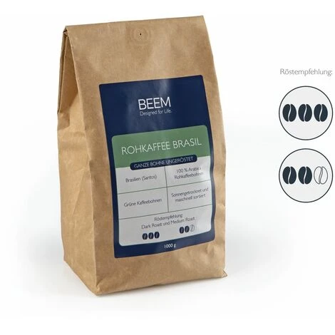 BEEM RAW BRAZIL Arabica Whole Coffee Beans (1kg) - Unroasted 2 BEEM RAW BRAZIL Arabica Whole Coffee Beans (1kg) - Unroasted - Image 2