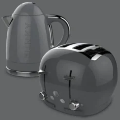 The Funky Appliance Company 1.7 Litre Kettle And 4 Slice Toaster Set Grey