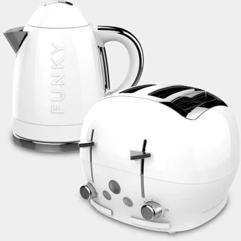 The Funky Appliance Company 1.7 Litre Kettle And 4 Slice Toaster Set White 1 The Funky Appliance Company 1.7 Litre Kettle And 4 Slice Toaster Set White