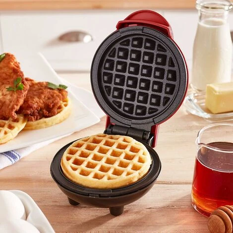 Mini Waffle Maker, Small Waffle Maker, Hash Brown Non-Stick Waffle Maker, Easy Clean Tomato Crusher For Personal Pancakes, Cookies, Eggs And Breakfast, Lunch And Snacks, Red 2 Mini Waffle Maker, Small Waffle Maker, Hash Brown Non-Stick Waffle Maker, Easy Clean Tomato Crusher For Personal Pancakes, Cookies, Eggs And Breakfast, Lunch And Snacks, Red - Image 2