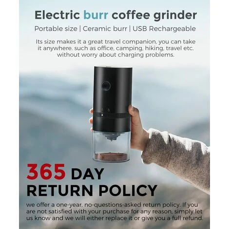 Portable Electric Coffee Grinder, Rechargeable Compact Grinder, Adjustable Ceramic Conical Burr, Fine Grind, Perfect For On The Go 4 Portable Electric Coffee Grinder, Rechargeable Compact Grinder, Adjustable Ceramic Conical Burr, Fine Grind, Perfect For On The Go - Image 4