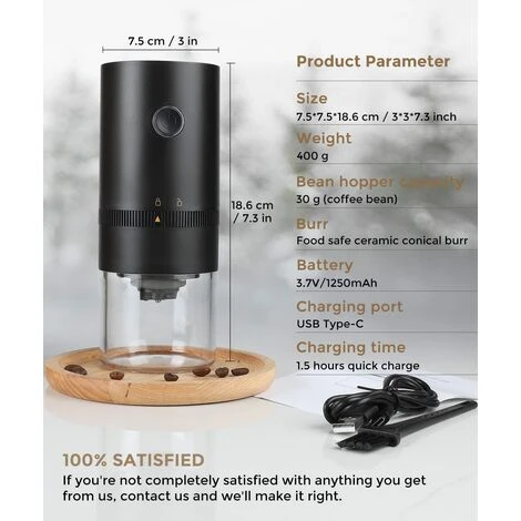 Portable Electric Coffee Grinder, Rechargeable Compact Grinder, Adjustable Ceramic Conical Burr, Fine Grind, Perfect For On The Go 5 Portable Electric Coffee Grinder, Rechargeable Compact Grinder, Adjustable Ceramic Conical Burr, Fine Grind, Perfect For On The Go - Image 5