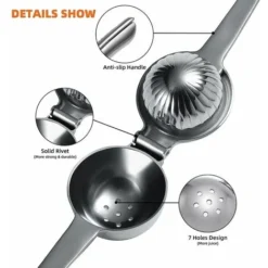 Citrus Squeezer OVOS Unbreakable Manual Lemon Squeezer In 18/10 Stainless Steel (bisphenol A Free), For Maximum Juice, Dishwasher Safe (Stainless Steel) -Kitchen Appliances Store 88298791 4