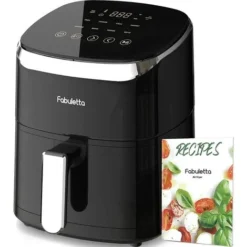Fabuletta Air Fryers 4 L,1680W Compact Air Fryers With 9 Presets, Max 230℃ Setting Digital Air Fryer Oven With Rapid Air Circulation, Digital Display,Shake Reminder,Nonstick & Dishwasher, Black