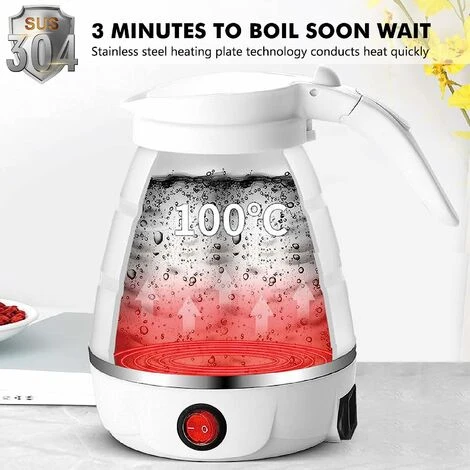 Collapsible Kettle 0.6L Silicone Travel Kettle Collapsible Electric Kettle, Mini Portable Kettle With Stainless Steel Bottom For Camping, Travel, Vacation 600w Fast Boil 3 Collapsible Kettle 0.6L Silicone Travel Kettle Collapsible Electric Kettle, Mini Portable Kettle With Stainless Steel Bottom For Camping, Travel, Vacation 600w Fast Boil - Image 3